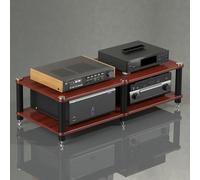 YYLMKMFC Support multimédia AV d'angle à 2 Niveaux, Armoire stéréo et Tour de Support Audio, étagère de Rangement Finition Bois for Composants de Divertissement(Mahogany Color,120x48x37cm)