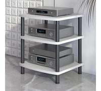 YYLMKMFC Support multimédia AV Mobile à 4 Niveaux, Support TV et Audio d'angle, Armoire stéréo CD et Stockage multimédia for la Maison/Bureau/théâtre - Moderne(Black,3 Tier)