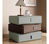 YYLMKMFC Table de Chevet avec 3 tiroirs, Table de Chevet rotative à 360°, Table d'appoint en Bois Massif, Table de Nuit Minimaliste, for Chambre à Coucher, Salon(Green+Walnut,40cm/15.7")