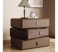 YYLMKMFC Table de Chevet avec 3 tiroirs, Table de Chevet rotative à 360°, Table d'appoint en Bois Massif, Table de Nuit Minimaliste, for Chambre à Coucher, Salon(Light Coffee+Walnut,40cm/15.7")