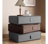 YYLMKMFC Table de Chevet avec 3 tiroirs, Table de Chevet rotative à 360°, Table d'appoint en Bois Massif, Table de Nuit Minimaliste, for Chambre à Coucher, Salon(Dark Gray+Walnut,45cm/17.7")