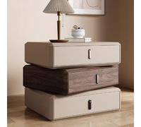 YYLMKMFC Table de Chevet avec 3 tiroirs, Table de Chevet rotative à 360°, Table d'appoint en Bois Massif, Table de Nuit Minimaliste, for Chambre à Coucher, Salon(Khaki+Walnut,45cm/17.7")