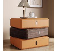 YYLMKMFC Table de Chevet avec 3 tiroirs, Table de Chevet rotative à 360°, Table d'appoint en Bois Massif, Table de Nuit Minimaliste, for Chambre à Coucher, Salon(Orange+Walnut,40cm/15.7")