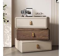 YYLMKMFC Table de Chevet en Bois Massif, Table de Chevet rotative à 360 ° avec 3 tiroirs, Table de Nuit créative, Table d'appoint for Chambre à Coucher(Khaki+Walnut,50cm/19.6")