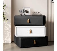 YYLMKMFC Table de Chevet en Bois Massif, Table de Chevet rotative à 360 ° avec 3 tiroirs, Table de Nuit créative, Table d'appoint for Chambre à Coucher(Black+White,40cm/15.7")