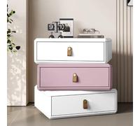 YYLMKMFC Table de Chevet en Bois Massif, Table de Chevet rotative à 360 ° avec 3 tiroirs, Table de Nuit créative, Table d'appoint for Chambre à Coucher(White+Pinks,40cm/15.7")