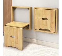 YYLMKMFC Tabouret à Langer Mural en Bois Massif, Chaise Pliante, Banc à Chaussures Invisible, Support de Repose-Pieds caché(Wood)