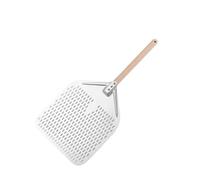 YYLUOYANG Pelle Pizza Pelle à pizza perforée en aluminium de 12/14 pouces avec poignée amovible Spatule cuisson antiadhésive for four Accessoires retourneurs(35cm Silver 40cm H)