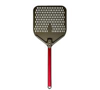 YYLUOYANG Pelle Pizza Pelle À Pizza Rectangulaire Perforée De 14/13/12 Pouces, Revêtement Dur En Aluminium, Palette Courte(Red Handle 12inch)