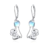 YYmqmq Boucles d'oreilles en forme d'animal mignon en argent sterling 925 avec pierre de lune - Cadeau pour femme, maman, amie, 0.62in * 0.49in(16mm * 12.5mm), Argent sterling, Pierre de lune