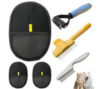 YYMT Kit de Soins pour Poils d'animaux - 3 Gant de Toilettage Épilateur, Peigne Auto-Nettoyant, Peigne Anti-Puces et Brosse Double Face, Toilettage pour Chien et Chat pour Démêlage et Soin des Poils