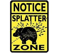 YYN Plaque en métal, style rétro, affiche fantaisie, peinture en fer, panneau en étain, cadeau pour amoureux, art mural, affiche hippopotame avec inscription « Splatter Zone » - Dimensions : 30,5 x