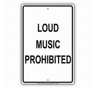 YYone Safety Sign 8x12 Loud Music Prohibited Quiet Area Caution Alert Wall Art Warning Caution Tin Signs Metal Road Yard Decor