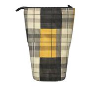YYOOYYZ Sac de rangement extensible à imprimé ferme avec cerf, papeterie multi-usages, essentiels de bureau, Plaid jaune, gris, noir., Taille unique, Multifonctionnel