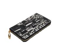 Yyoretp Barber Shop Portefeuille en cuir de qualité supérieure avec fermeture éclair sur le pourtour pour homme et femme avec blocage RFID