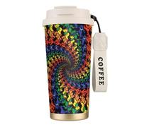 Yyoretp Bear Dancing Tasse à café isotherme étanche en acier inoxydable avec imprimé tie dye, 532 ml