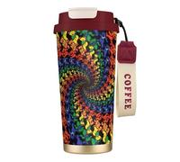 Yyoretp Bear Dancing Tasse à café isotherme étanche en acier inoxydable avec imprimé tie dye, 532 ml