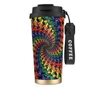 Yyoretp Bear Dancing Tasse à café isotherme étanche en acier inoxydable avec imprimé tie dye, 532 ml