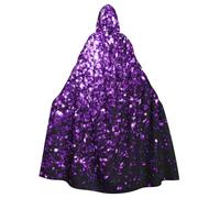 Yyoretp Belle cape à capuche pour adultes avec imprimé pailleté violet pour Halloween, cosplay, carnaval, costumes de sorcière