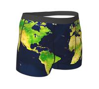Yyoretp Boxer pour homme avec imprimé carte du monde - Stretch Fit - En microfibre - Pour un usage quotidien, Noir , M