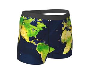 Yyoretp Boxer pour homme avec imprimé carte du monde - Stretch Fit - En microfibre - Pour un usage quotidien, Noir , M