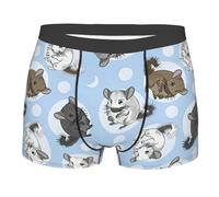 Yyoretp Boxer pour homme avec imprimé chinchillas et lune bleu, coupe extensible, short en microfibre pour homme pour un usage quotidien, Noir , L
