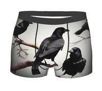 Yyoretp Boxer pour homme avec imprimé corbeau noir sur une branche - Sous-vêtements extensibles en microfibre pour homme - Pour un usage quotidien, Noir , L