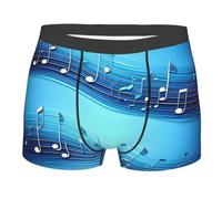 Yyoretp Boxer pour homme avec imprimé notes de musique bleu ciel, coupe extensible, short en microfibre pour homme pour un usage quotidien, Noir , L