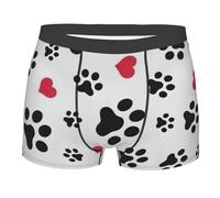 Yyoretp Boxer pour homme avec imprimé patte de chat et cœur - Imprimé pattes de chat - Sous-vêtements extensibles en microfibre - Pour homme - Pour un usage quotidien, Noir , L