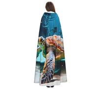 Yyoretp Cape à capuche imprimée tortue de mer pour adulte, carnaval, cosplay, Noël, Halloween.