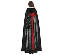 Yyoretp Cape à capuche longue à capuche pour adulte, motif hache de pompier, ligne rouge, pour cosplay, Halloween, carnaval, costumes de sorcière.