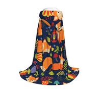 Yyoretp Cape à capuche longue pour enfants avec imprimé renard et fleurs - Costume de carnaval, Halloween, cosplay