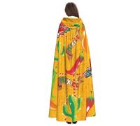 Yyoretp Cape à capuche pour adulte avec imprimé cactus et piment pour carnaval, cosplay, Noël, Halloween.