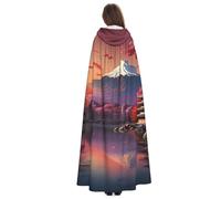 Yyoretp Cape à capuche pour adulte avec imprimé paysage du Mont Fuji du Japon, carnaval, cosplay, Noël, Halloween.