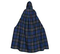 Yyoretp Cape à capuche pour adulte avec imprimé tartan écossais bleu et vert pour Halloween, carnaval, cosplay, Noël