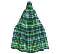 Yyoretp Cape à capuche pour adulte avec imprimé tartan écossais bleu et vert pour Halloween, carnaval, cosplay, Noël