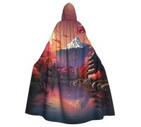 Yyoretp Cape à capuche pour adulte - Imprimé paysage du Mont Fuji - Pour Halloween, carnaval, cosplay, Noël