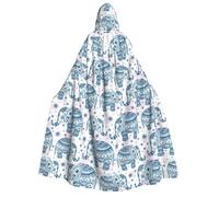 Yyoretp Cape à capuche unisexe avec imprimé éléphant bohème pour adulte, cape pour Halloween, cosplay, costume de vampire de la mort