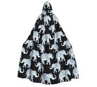 Yyoretp Cape à capuche unisexe avec imprimé éléphant pour Halloween, cosplay, costume de vampire de la mort