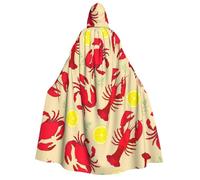 Yyoretp Cape à capuche unisexe avec imprimé homard et crabe pour adulte, cape pour Halloween, cosplay, costume de vampire de la mort
