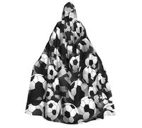 Yyoretp Cape à capuche unisexe noire et blanche avec motif ballon de football pour adulte, cape pour Halloween, cosplay, costume de vampire de la mort