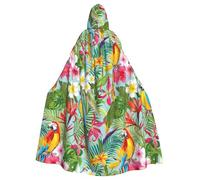 Yyoretp Cape à capuche unisexe pour adulte avec imprimé plantes tropicales et perroquets pour Halloween, costume de vampire de la mort