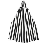 Yyoretp Cape à capuche unisexe pour adulte avec imprimé rayures noires et blanches pour Halloween, cosplay, costume de vampire de la mort