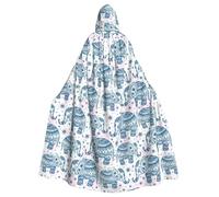 Yyoretp Cape à capuche unisexe pour adulte - Imprimé éléphant bohème - Pour Halloween, vampire de la mort, cosplay