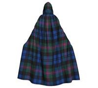 Yyoretp Cape à capuche unisexe pour adulte - Imprimé tartan écossais bleu et vert - Pour Halloween, vampire de la mort, cosplay
