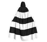Yyoretp Cape à capuche unisexe pour adulte, motif rayures noires et blanches, pour Halloween, costume de vampire de la mort, cosplay