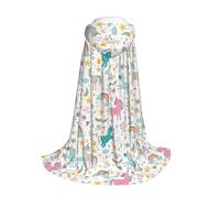 Yyoretp Cape longue à capuche imprimée licorne rose pour enfants avec costume de carnaval, Halloween, cosplay