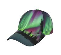 Yyoretp Casquette de baseball unisexe vintage avec impression peinture aurores boréales, profil bas, non structuré, délavé, réglable, noir