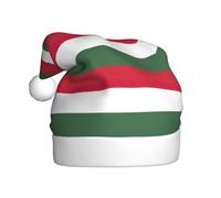 Yyoretp Chapeau de Noël imprimé drapeau de la Hongrie pour adulte, chapeau de Père Noël unisexe en velours pour fête festive