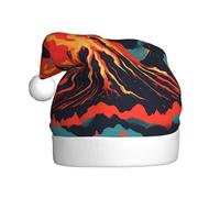 Yyoretp Chapeau de Noël imprimé volcan pour adulte, chapeau de Père Noël unisexe en velours pour fête festive